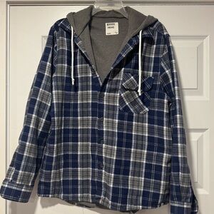 Blue Plaid Casual Button Down Reversible Shirt